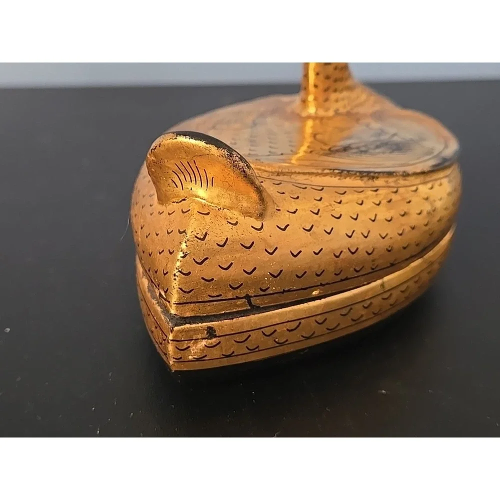 Pair of‎ Burmese Gold Gilt Lacquerware Ducks Trinket Boxes